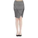 Black and White Watercolored Checkerboard Chess Midi Wrap Pencil Skirt View1