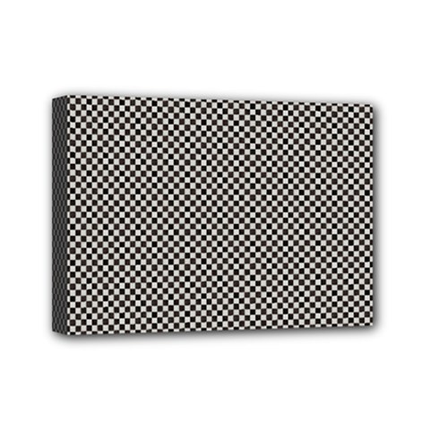 Small Black And White Watercolor Checkerboard Chess Mini Canvas 7  X 5  (stretched) by PodArtist