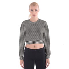 Small Black And White Watercolor Checkerboard Chess Cropped Sweatshirt by PodArtist