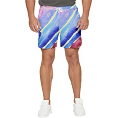 Painting-abstract-blue-pink-spots Men s Runner Shorts by Jancukart