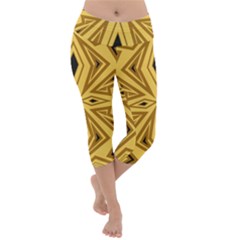 Abstract Pattern Geometric Backgrounds Lightweight Velour Capri Yoga Leggings by Eskimos