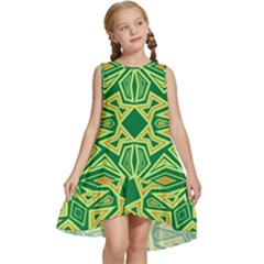 Abstract Pattern Geometric Backgrounds Kids  Frill Swing Dress by Eskimos