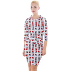 Spanish Love Phrase Motif Pattern Quarter Sleeve Hood Bodycon Dress by dflcprintsclothing