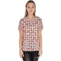 Spanish Love Phrase Motif Pattern Women s V-Neck Scrub Top View1