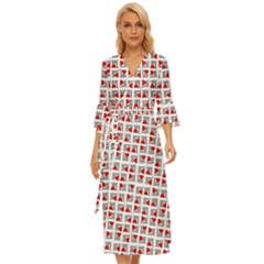 Spanish Love Phrase Motif Pattern Midsummer Wrap Dress by dflcprintsclothing