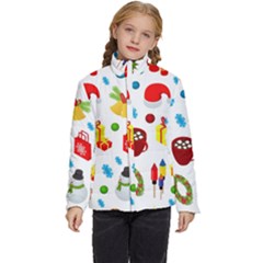 Christmas-celebration-seamless-pattern-background-vector Kids  Puffer Bubble Jacket Coat by nate14shop