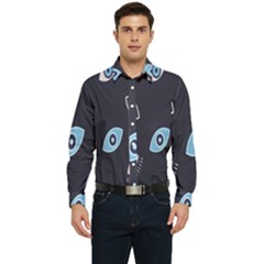 Eyes Evil Eye Blue Pattern Design Men s Long Sleeve  Shirt by artworkshop