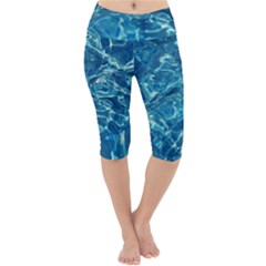 Surface Abstract  Lightweight Velour Cropped Yoga Leggings by artworkshop
