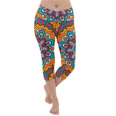 Mandala Spirit Lightweight Velour Capri Yoga Leggings by zappwaits
