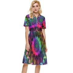 Pride Mandala Button Top Knee Length Dress by MRNStudios