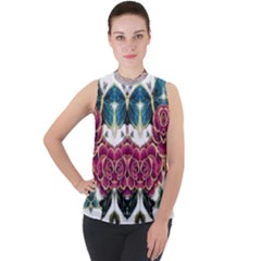 Im Fourth Dimension Colour 14 Mock Neck Chiffon Sleeveless Top by imanmulyana