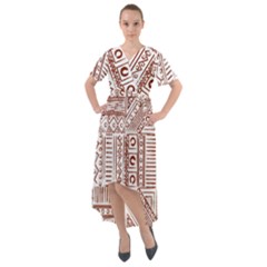 Tribal Pattern Vintage Texture Front Wrap High Low Dress by Sapixe