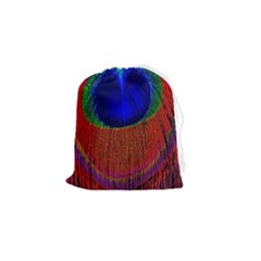 Peacock Plumage Fearher Bird Pattern Drawstring Pouch (small) by Sapixe