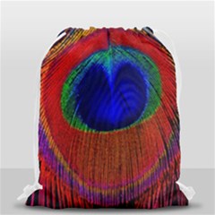 Peacock Plumage Fearher Bird Pattern Drawstring Bag (small) by Sapixe