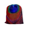 Peacock Plumage Fearher Bird Pattern Drawstring Pouch (XL) View1