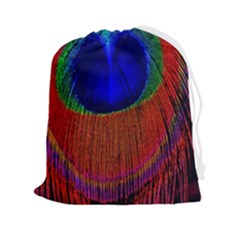 Peacock Plumage Fearher Bird Pattern Drawstring Pouch (2xl) by Sapixe