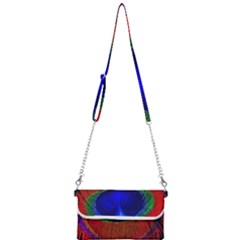 Peacock Plumage Fearher Bird Pattern Mini Crossbody Handbag by Sapixe
