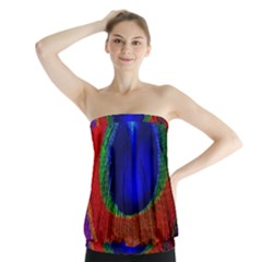 Peacock Plumage Fearher Bird Pattern Strapless Top by Sapixe