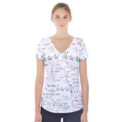 Math Formula Pattern Short Sleeve Front Detail Top by Sapixe