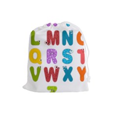 Vectors Alphabet Eyes Letters Funny Drawstring Pouch (large) by Sapixe
