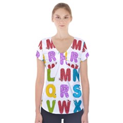 Vectors Alphabet Eyes Letters Funny Short Sleeve Front Detail Top by Sapixe