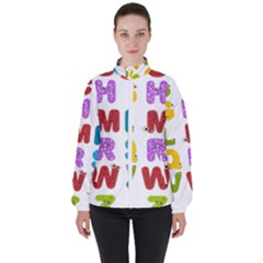 Vectors Alphabet Eyes Letters Funny Women s High Neck Windbreaker by Sapixe
