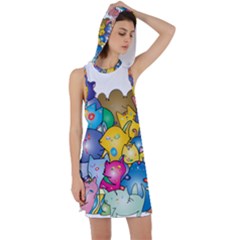 Cats Cartoon Cats Colorfulcats Racer Back Hoodie Dress by Sapixe