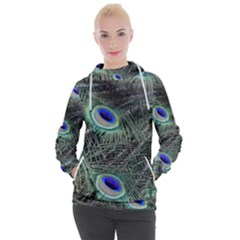 Plumage Peacock Feather Colorful Women s Hooded Pullover by Sapixe