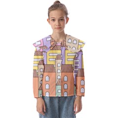 Houses City Architecture Building Kids  Peter Pan Collar Blouse by Sapixe