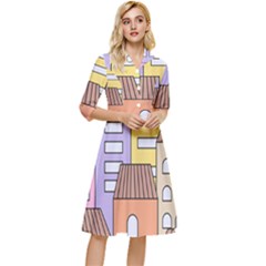 Houses City Architecture Building Classy Knee Length Dress by Sapixe