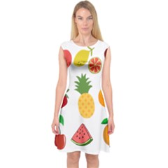 Fruits Cartoon Capsleeve Midi Dress by Sapixe