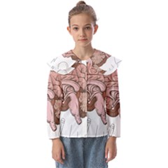 Cerebrum Human Structure Cartoon Human Brain Kids  Peter Pan Collar Blouse by Sapixe