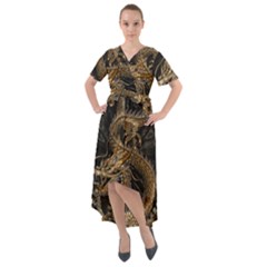 Dragon Pentagram Front Wrap High Low Dress by Sapixe