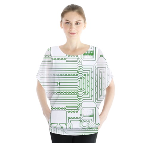 Circuit Board Batwing Chiffon Blouse by Sapixe
