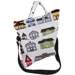 Houses Fold Over Handle Tote Bag by Sapixe