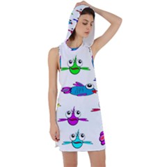 Fish Swim Cartoon Funnycute Racer Back Hoodie Dress by Sapixe