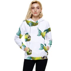 Fish Vector Green Women s Lightweight Drawstring Hoodie by Sapixe