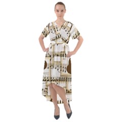 Music Paper Guitars Background Art Front Wrap High Low Dress by Sapixe