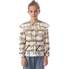 Music Paper Guitars Background Art Kids  Peter Pan Collar Blouse by Sapixe