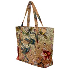 Flower Cubism Mosaic Vintage Zip Up Canvas Bag by Sapixe