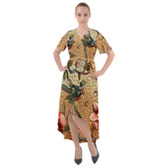Flower Cubism Mosaic Vintage Front Wrap High Low Dress by Sapixe