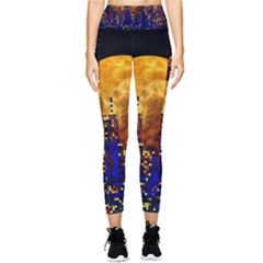 Skyline Frankfurt Abstract Moon Pocket Leggings  by Jancukart