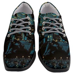 Cartoon Starry Night Vincent Van Gofh Women Heeled Oxford Shoes by Jancukart