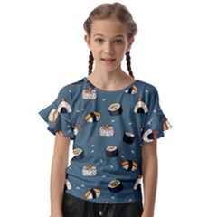 Sushi Pattern Kids  Cut Out Flutter Sleeves by Jancukart