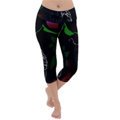 Nature Night Foliage Mountains Lightweight Velour Capri Yoga Leggings by Amaryn4rt