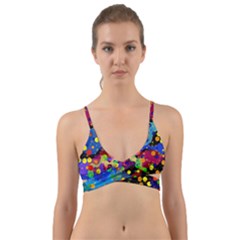 Blobs Dots Abstract Art Waves Wrap Around Bikini Top by Amaryn4rt
