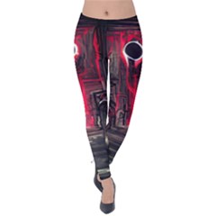 Stranger Things Fantasy Dark  Red Velvet Leggings by Amaryn4rt
