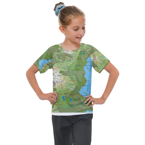 Grand Duchy Of Valderin Fantasy Map Kids  Mesh Piece Tee by Amaryn4rt