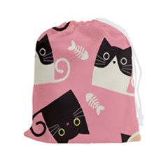 Cat Pattern Backgroundpet Drawstring Pouch (2xl) by Amaryn4rt