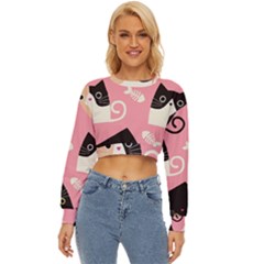 Cat Pattern Backgroundpet Lightweight Long Sleeve Sweatshirt by Amaryn4rt